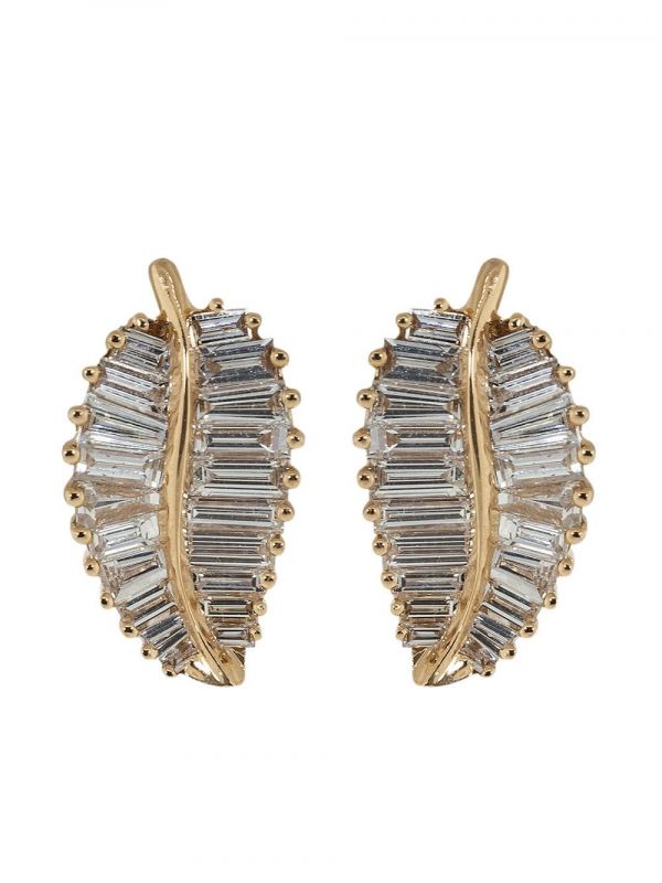  Anita Ko 18kt Rose Gold Classic Palm Leaf Diamond Studs 
