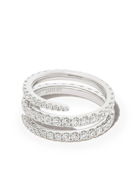  Anita Ko 18kt White Gold Diamond Coil Ring - Silver 