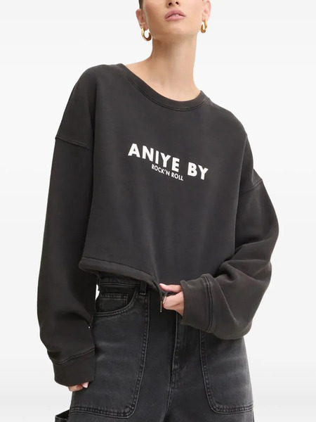  Aniye By Logo-print Cropped Sweatshirt - Black 