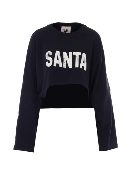  Aniye By Santa Print Crop Sweatshirt - Black 