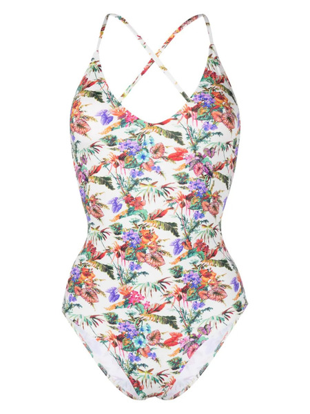  Anjuna Mara Floral-print Scoop-neck Swimsuit - Neutrals 