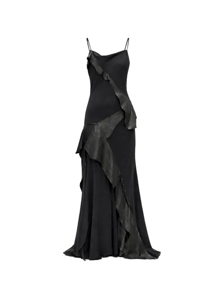  Ann Demeulemeester Cady Ruffled Maxi Dress - Black 