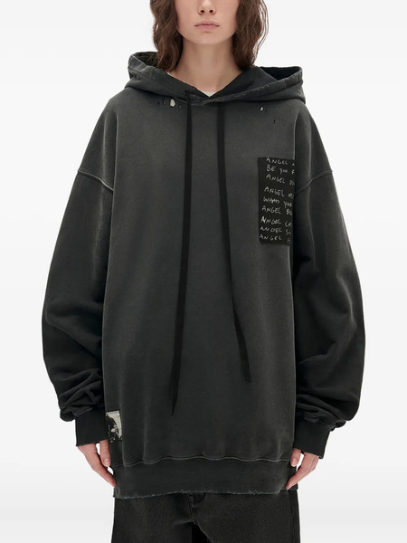  Ann Demeulemeester Cotton Drawstring Hoodie - Black 