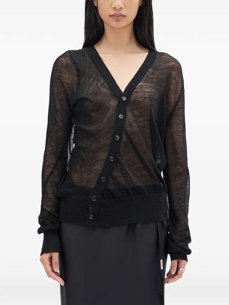  Ann Demeulemeester Crepe Wool Cardigan - Black 
