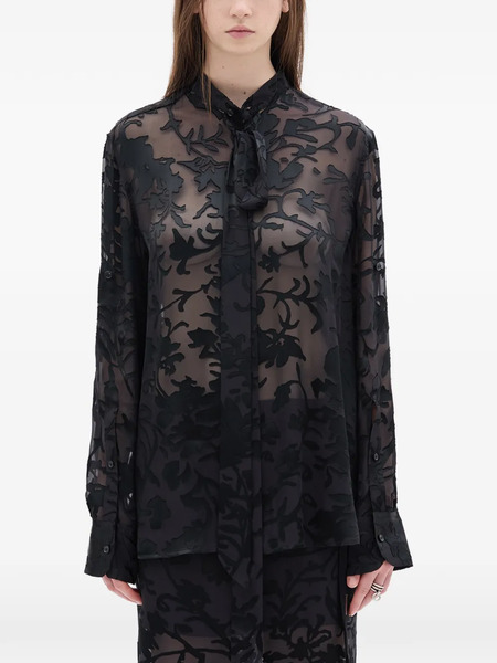  Ann Demeulemeester Dien Neck-tie Floral Shirt - Black 
