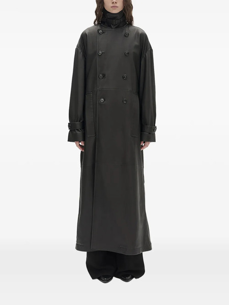  Ann Demeulemeester Double-breasted Leather Coat - Black 