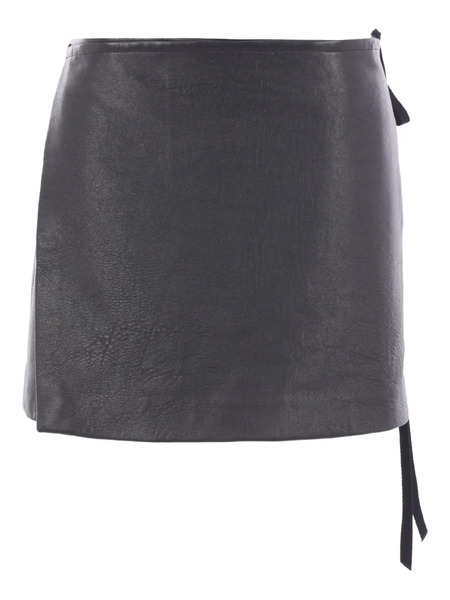  Ann Demeulemeester Jolien Lace-up Leather Mini Skirt - Black 