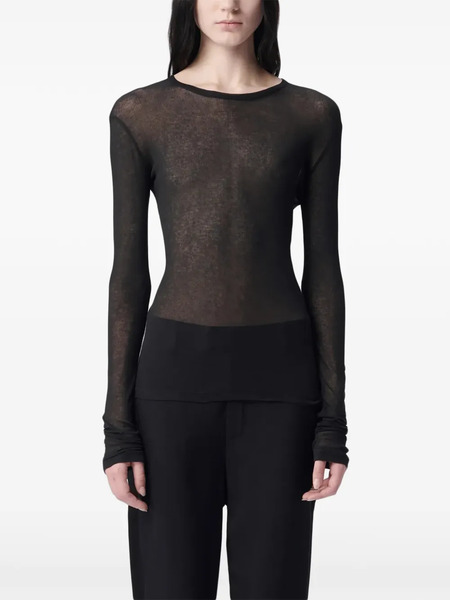  Ann Demeulemeester Semi-sheer Long-sleeve T-shirt - Black 