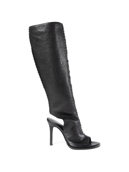  Ann Demeulemeester Seria Open-toe Stitched Leather Pumps - Black 
