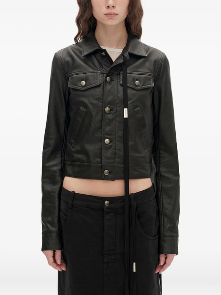  Ann Demeulemeester Structured Leather Jacket - 099 Black 