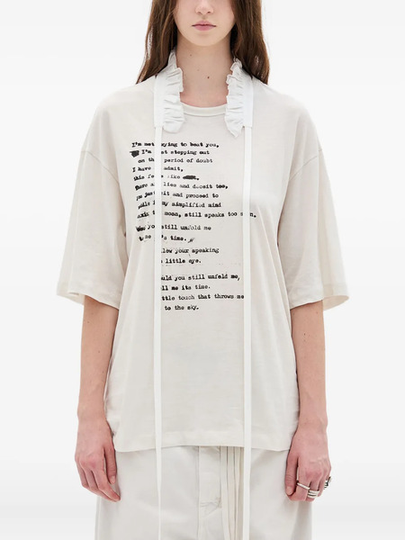  Ann Demeulemeester Text-print Crew-neck T-shirt - Neutrals 