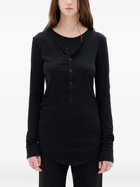  Ann Demeulemeester Vero Button-front Long-sleeve T-shirt - Black 