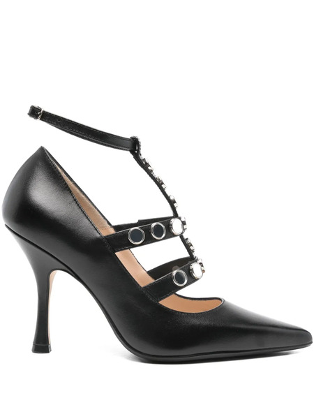  Anna F. Leather Heeled Pumps - Black 