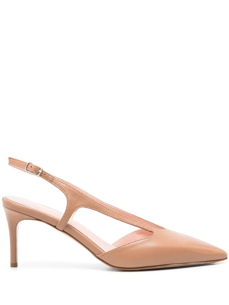  Anna F. 75mm Slingback Leather Pumps - Brown 