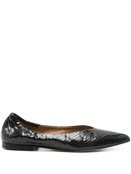  Anna F. Snake Skin-effect Ballet Flats - Black 