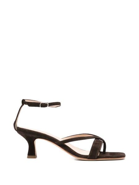  Anna F. Square-toe Heeled Sandals - Brown 