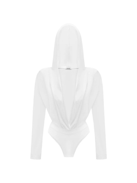  Annafoxy Draped Bodysuit - White 