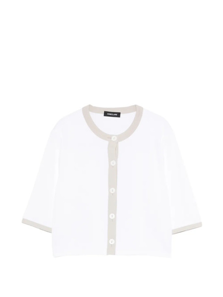  Anne Claire Trim Button Cardigan - White 