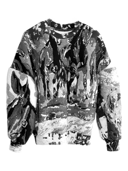  Anntian Greyscale Jacquard Sweatshirt - Black 