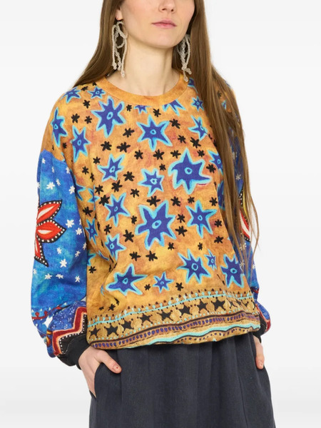  Anntian Star-flower Wool Sweater - Blue 