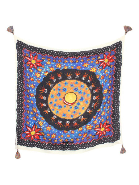  Anntian Star-print Embroidered Scarf - Blue 