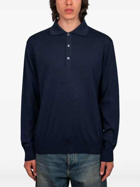  Another Aspect Merino Wool Polo Shirt - Blue 