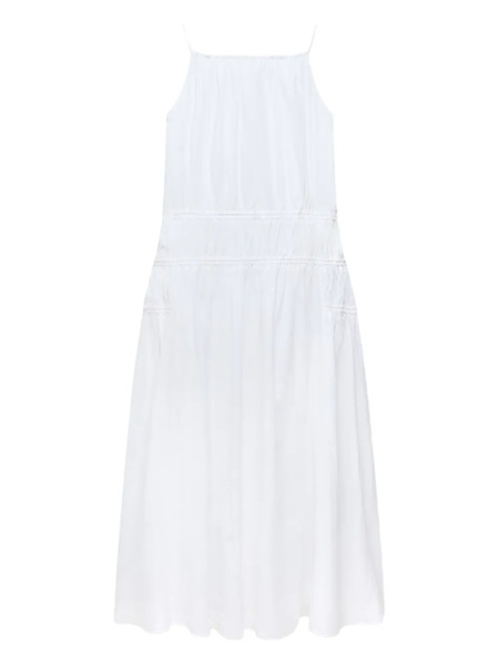  Another Tomorrow Gathered Scoop-back Dress - White 