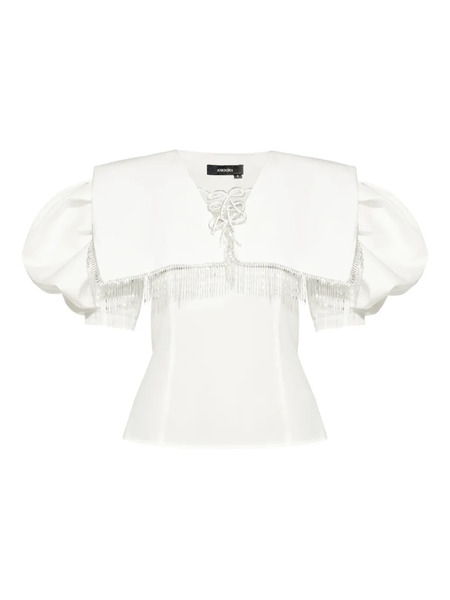  Anouki Crystal-embellished Puff-sleeve Blouse - White 