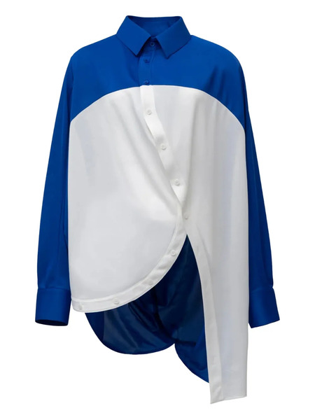  Anrealage Doraemon Colour-block Asymmetrical Shirt - Blue 