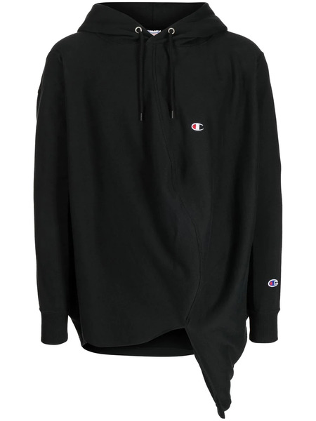  Anrealage Draped Drawstring Hoodie - Black 