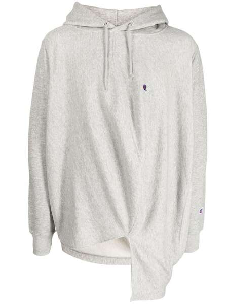  Anrealage Draped Drawstring Hoodie - Grey 