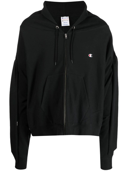  Anrealage Draped Sleeve Drawstring Hoodie - Black 