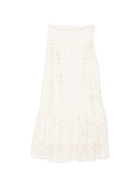  Antik Batik Carioca Floral-embroidered Maxi Skirt - Neutrals 