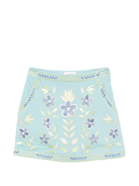  Antik Batik Carioca Floral-embroidered Mini Skirt - Blue 