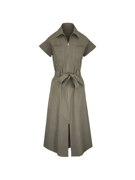  Antonelli Belted Zipped Midi Dress - Green 