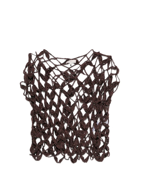  Antonelli Crochet Open Knit Top - Brown 