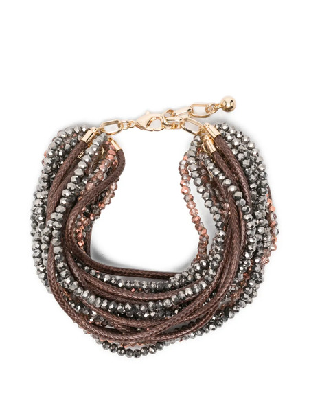  Antonelli Joshua Beaded Leather Bracelet - Brown 