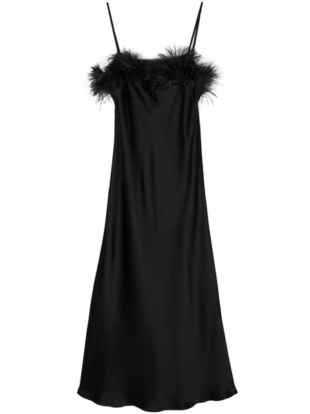  Antonelli Ligorio Feather-trim Satin Dress - Black 