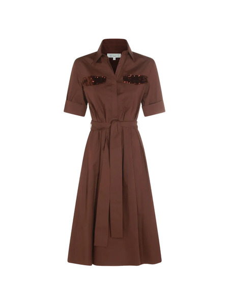 Antonelli Sequin-embellished Belted Midi Dress - Brown 