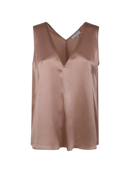 Antonelli V-neck Satin Top - Neutrals 