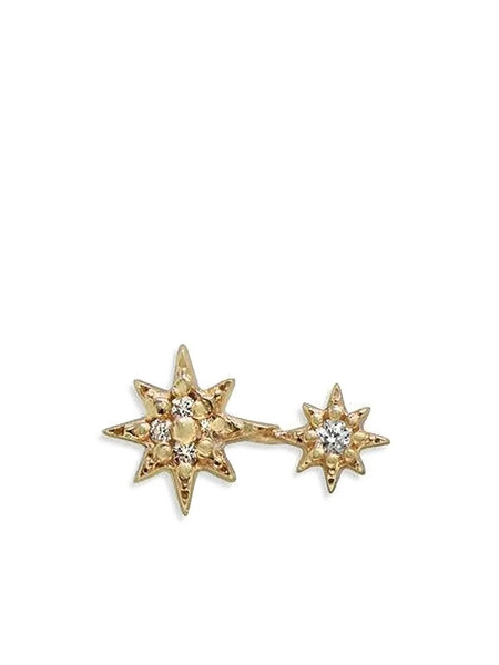  Anzie 14k Yellow Gold Aztec North Star Double Diamond Stud Earring 
