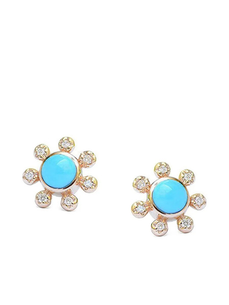  Anzie 14k Yellow Gold Turquoise Dew Drop étoile Stud Earrings 