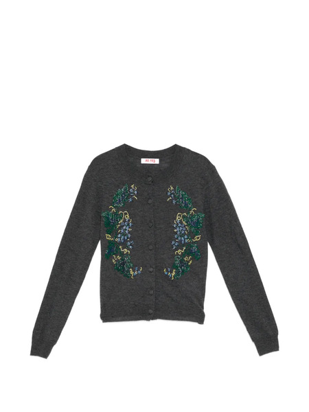  Ao Yes Bead-embellished Cardigan - Grey 