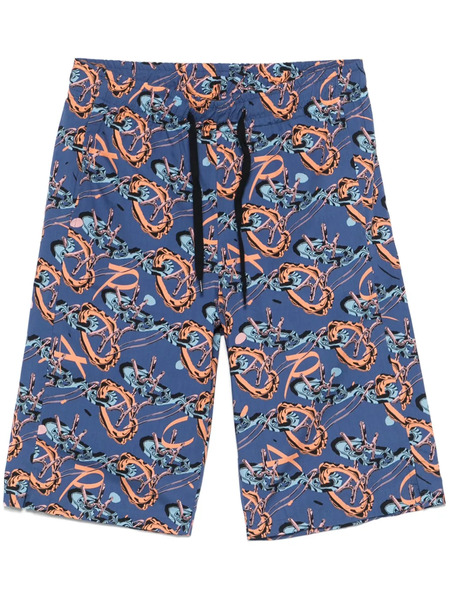  A.p.c. Abstract-print Deck Shorts - Blue 