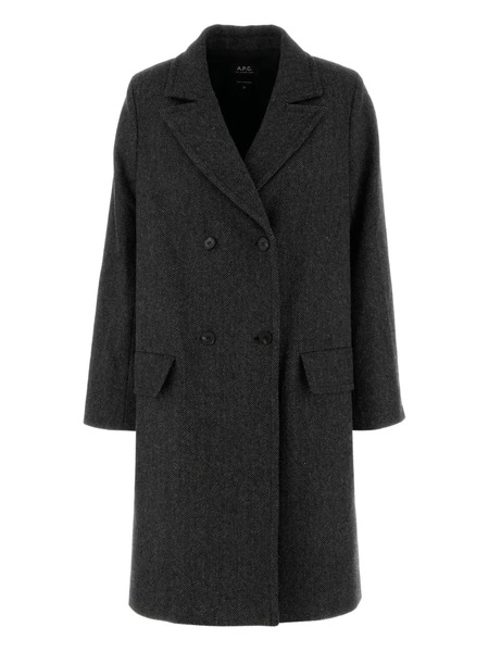  A.p.c. Embroidered Wool Blend Coat - Grey 