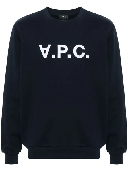  A.p.c. Flocked-logo Cotton Sweatshirt - Blue 