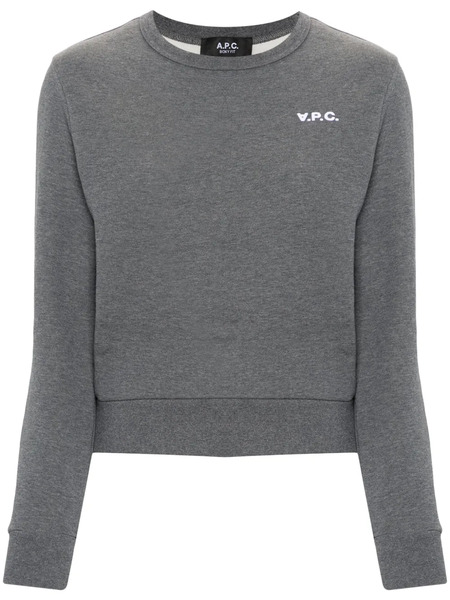  A.p.c. Flocked-logo Cotton Sweatshirt - Grey 