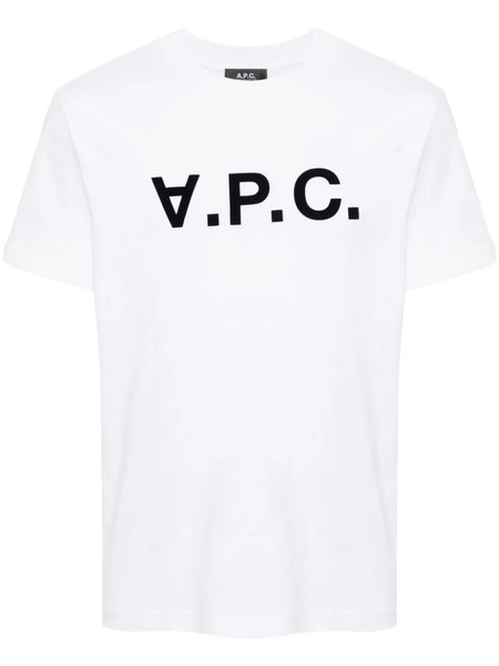  A.p.c. Flocked-logo Cotton T-shirt - White 