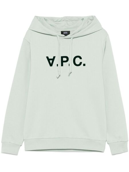  A.p.c. Flocked-logo Hoodie - Green 