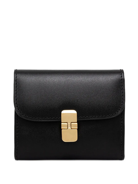  A.p.c. Grace Curved-flap Leather Wallet - Black 